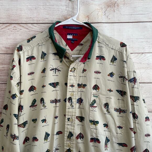 VINTAGE TOMMY HILFIGER SHIRT IN FLY FISHING PRINT - Picture 2 of 8